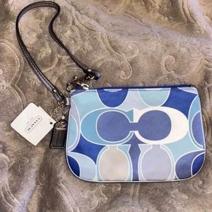 Coach F46771 Gallery Blue Scarf Print Wristlet